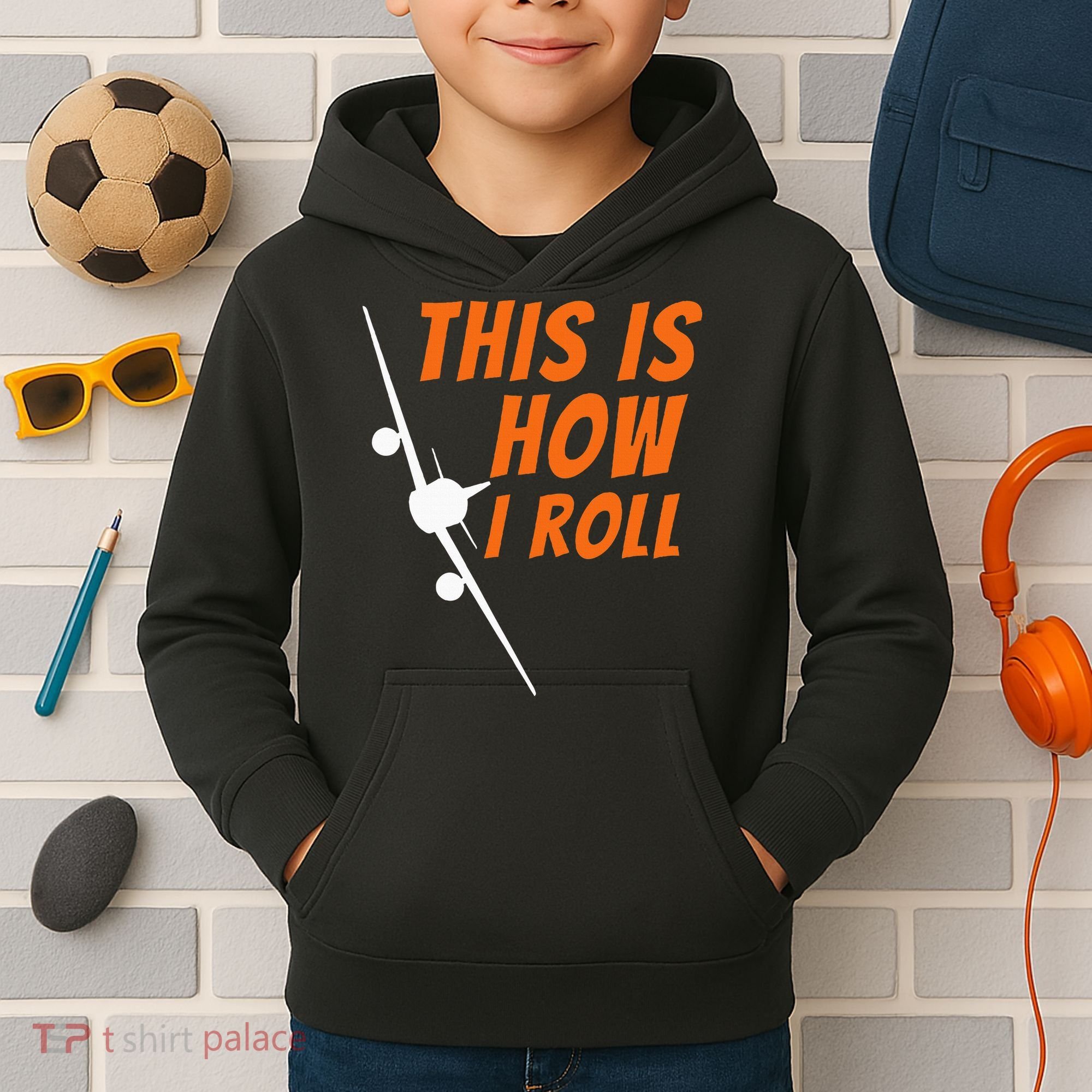 This Is How I Roll Funny Pilot & Aviation Airplane Gift Kids Hoodie