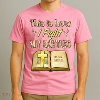 This Is How I Fight My Battles Holy Bible Faith T-Shirt thumb 3