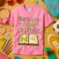 This Is How I Fight My Battles Holy Bible Faith Kids T-Shirt thumb 3