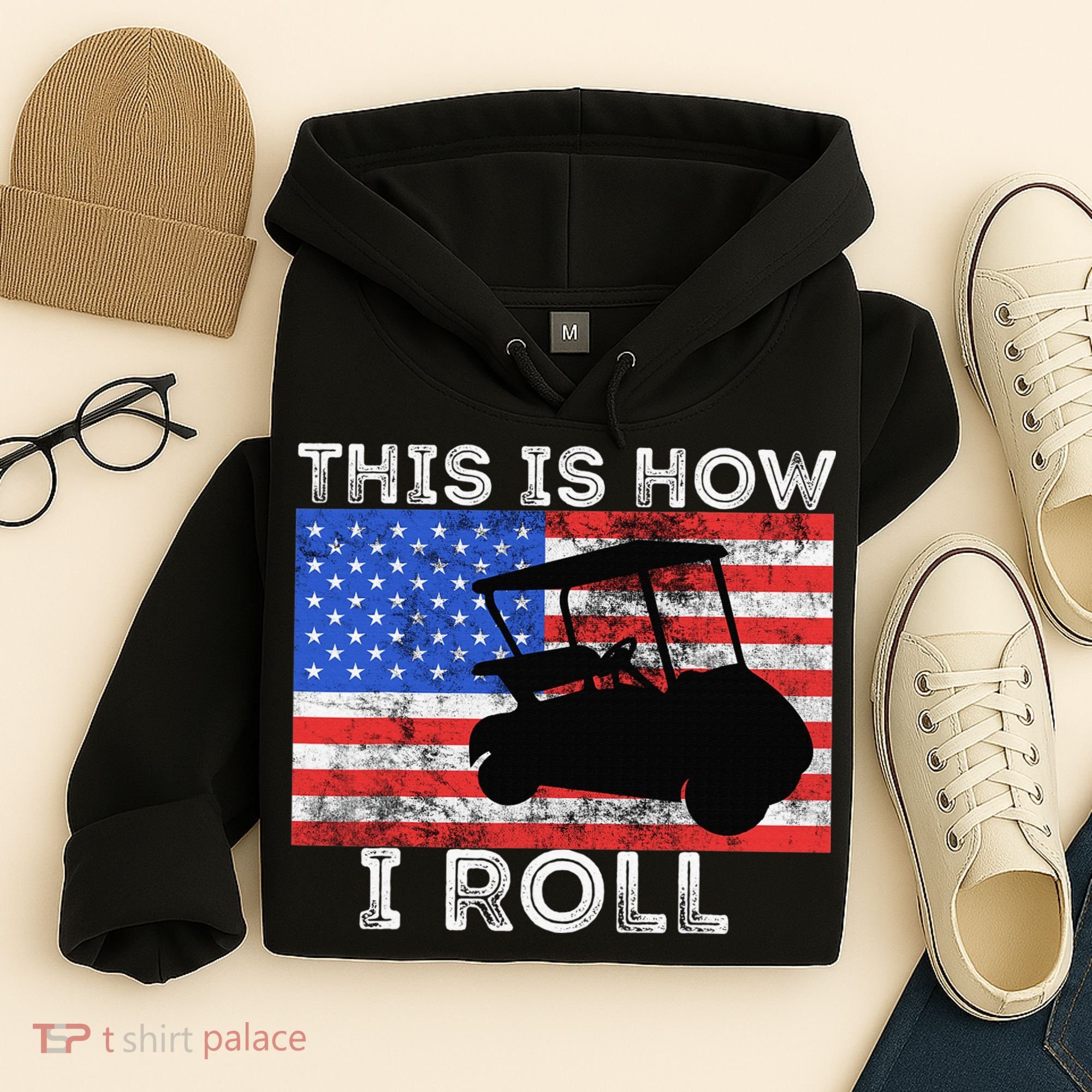 This Is How I Roll Golf Cart Driver American Flag Golfing Hoodie