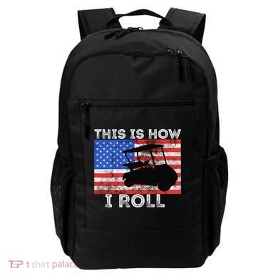 This Is How I Roll Golf Cart Driver American Flag Golfing Backpack