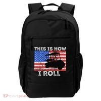 This Is How I Roll Golf Cart Driver American Flag Golfing Backpack thumb 0