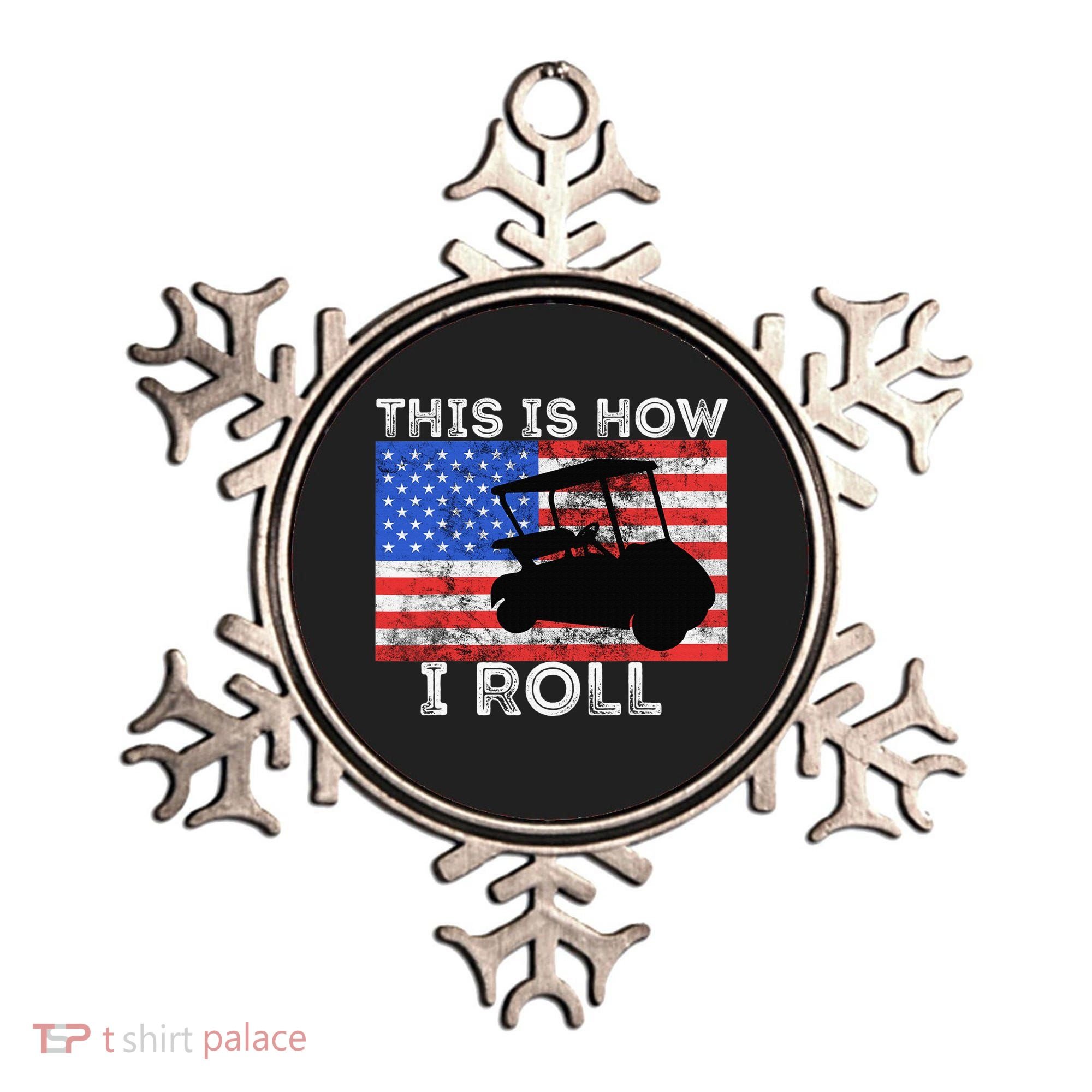 This Is How I Roll Golf Cart Driver American Flag Golfing Ornament
