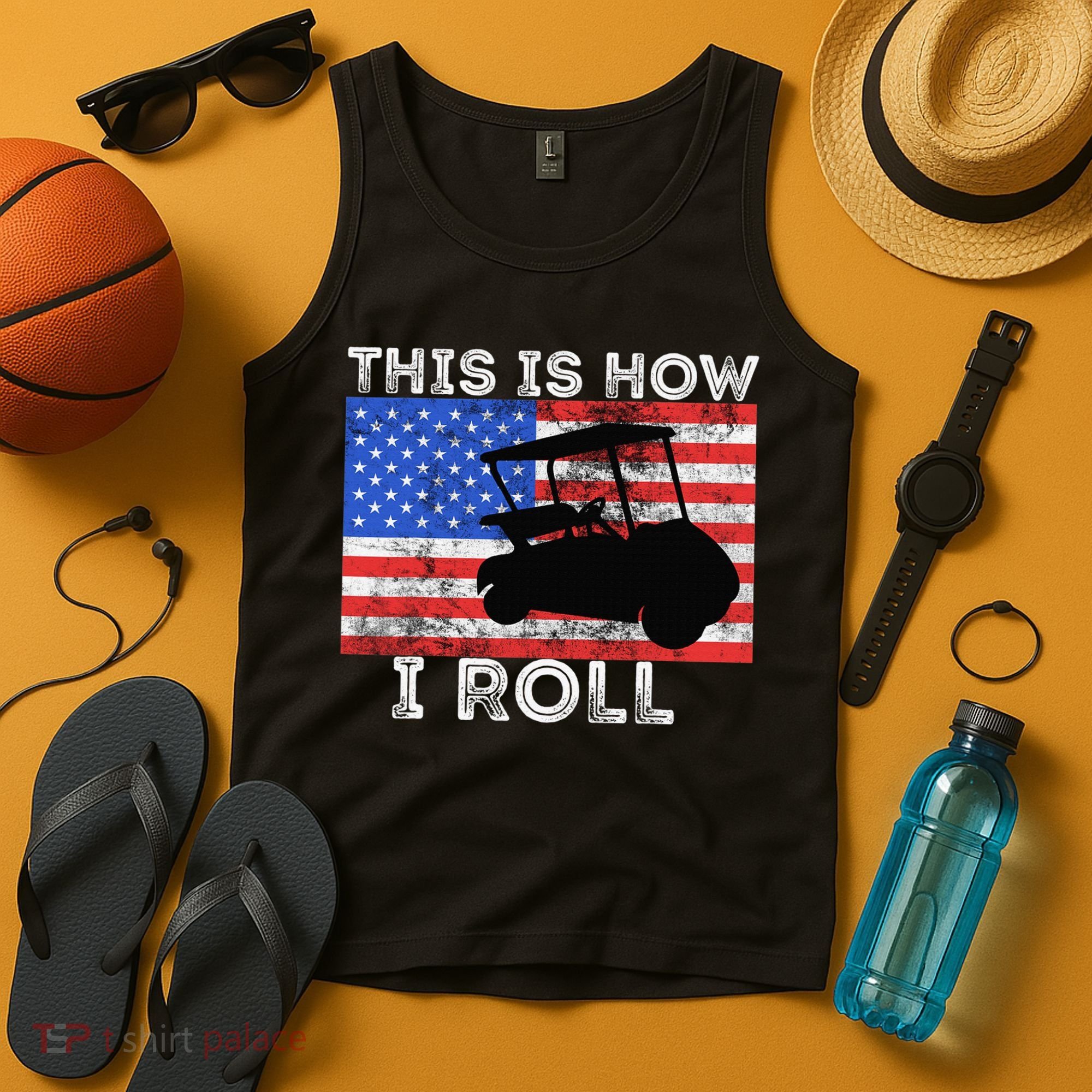 This Is How I Roll Golf Cart Driver American Flag Golfing Tank Top