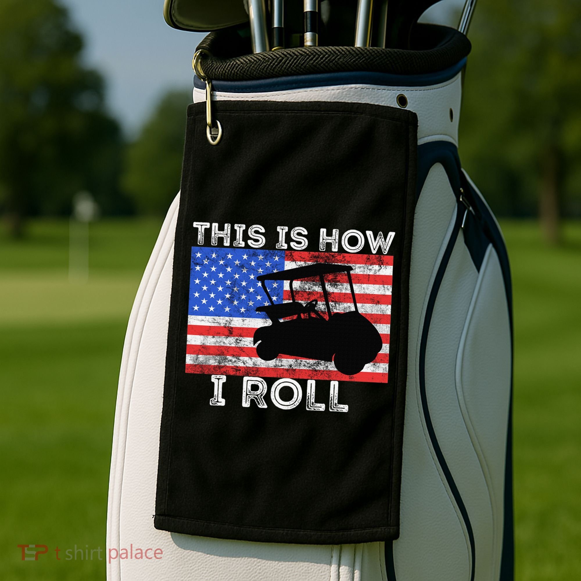 This Is How I Roll Golf Cart Driver American Flag Golfing Golf Towel