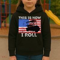 This Is How I Roll Golf Cart Driver American Flag Golfing Kids Hoodie thumb 3