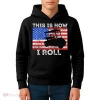 This Is How I Roll Golf Cart Driver American Flag Golfing Kids Hoodie thumb 4