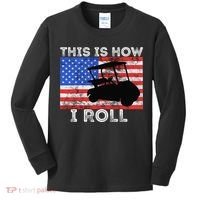 This Is How I Roll Golf Cart Driver American Flag Golfing Kids Long Sleeve Shirt thumb 0
