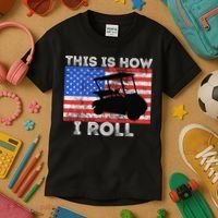 This Is How I Roll Golf Cart Driver American Flag Golfing Kids T-Shirt thumb 3