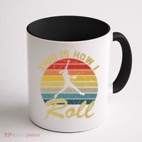 This Is How I Roll Retro Softball Girls Gift Coffee Mug thumb 1