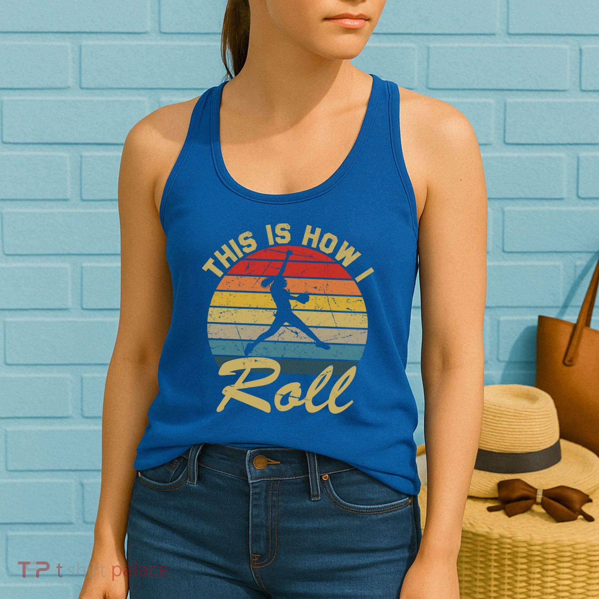 This Is How I Roll Retro Softball Girls Gift Women's Tank Top