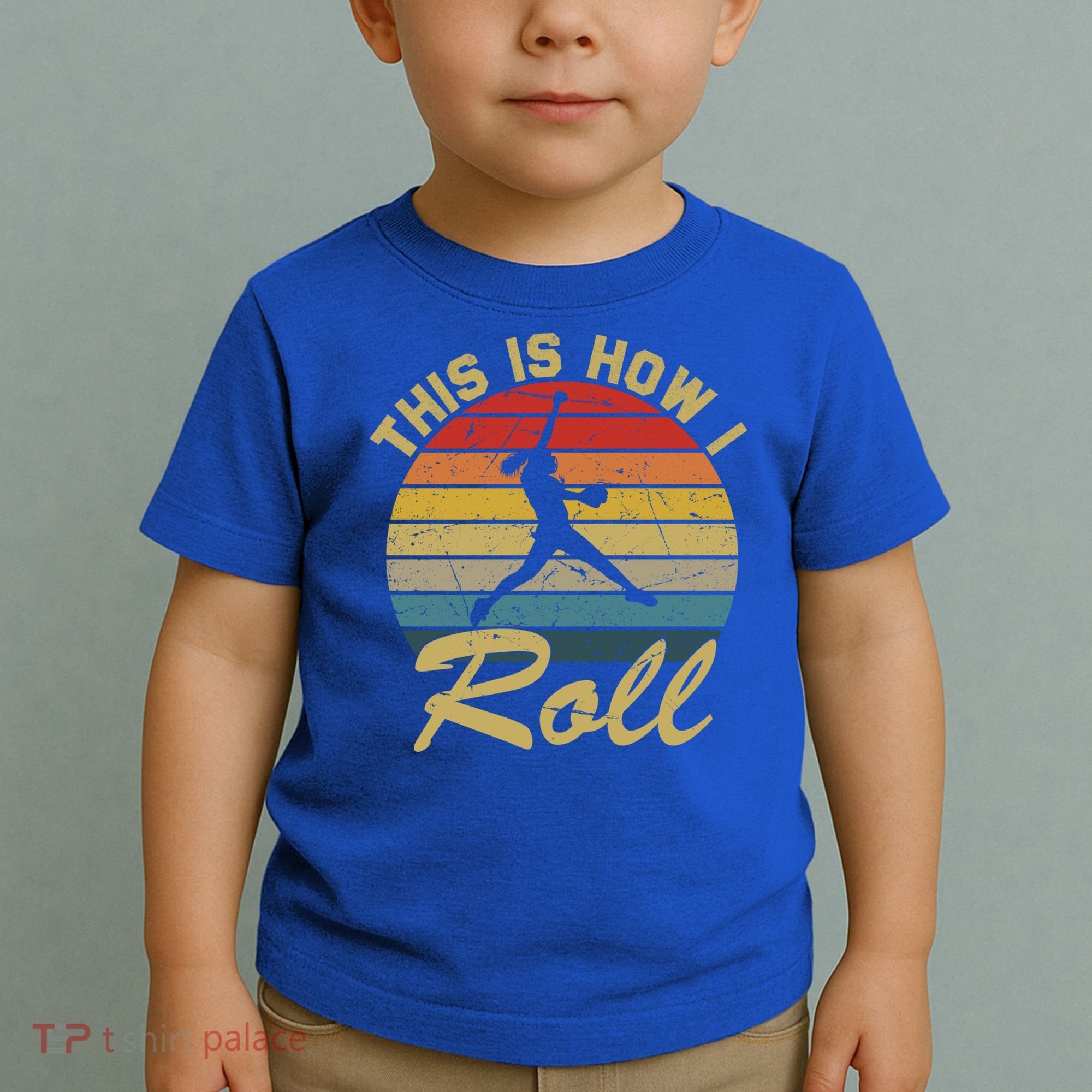 This Is How I Roll Retro Softball Girls Gift Toddler T-Shirt