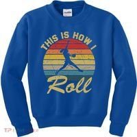 This Is How I Roll Retro Softball Girls Gift Kids Sweatshirt thumb 0