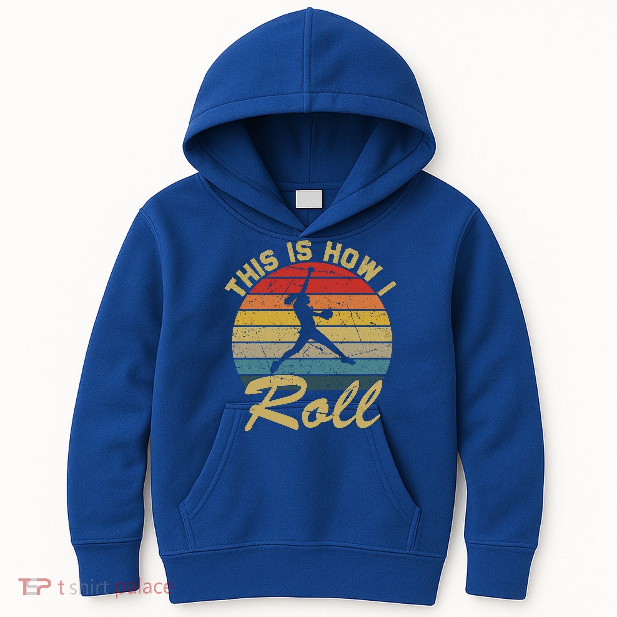 This Is How I Roll Retro Softball Girls Gift Kids Hoodie