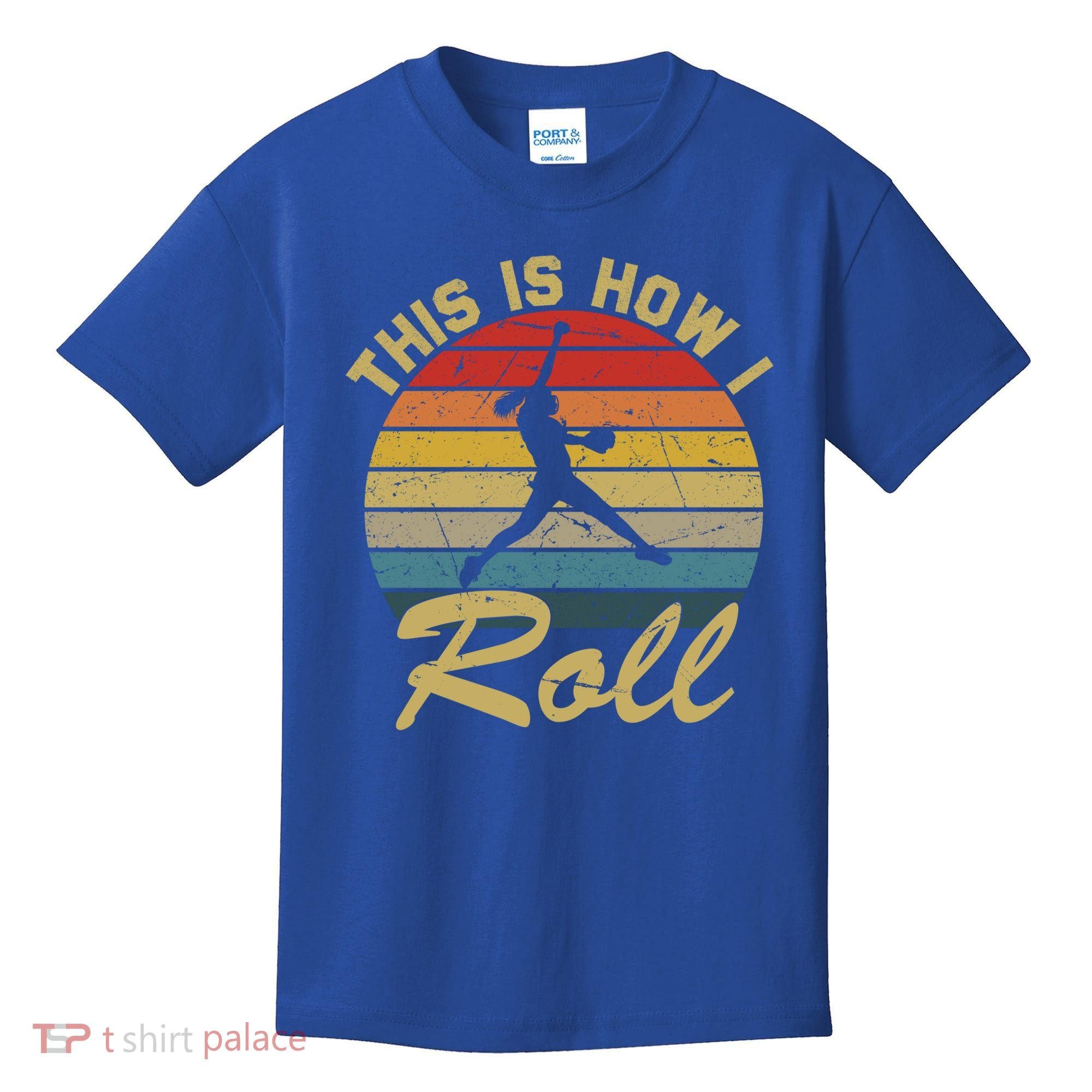 This Is How I Roll Retro Softball Girls Gift Kids T-Shirt