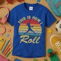 This Is How I Roll Retro Softball Girls Gift Kids T-Shirt thumb 3