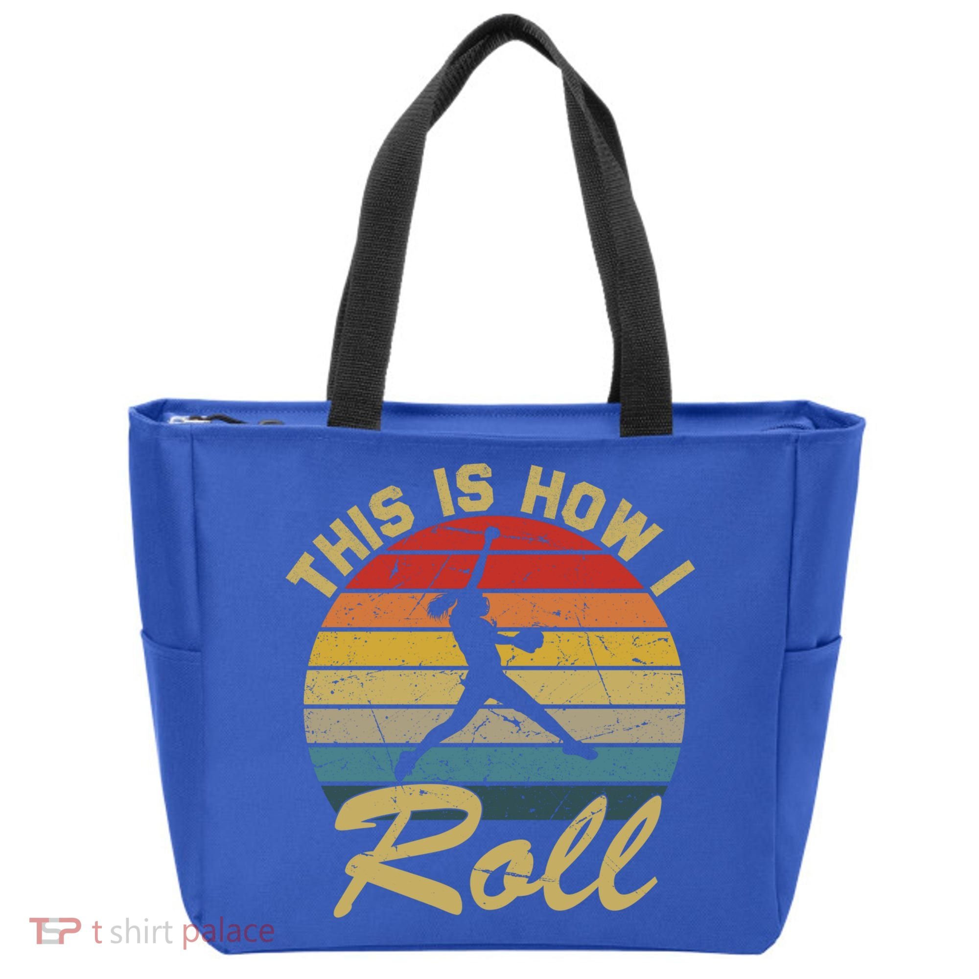 This Is How I Roll Retro Softball Girls Gift Tote Bag