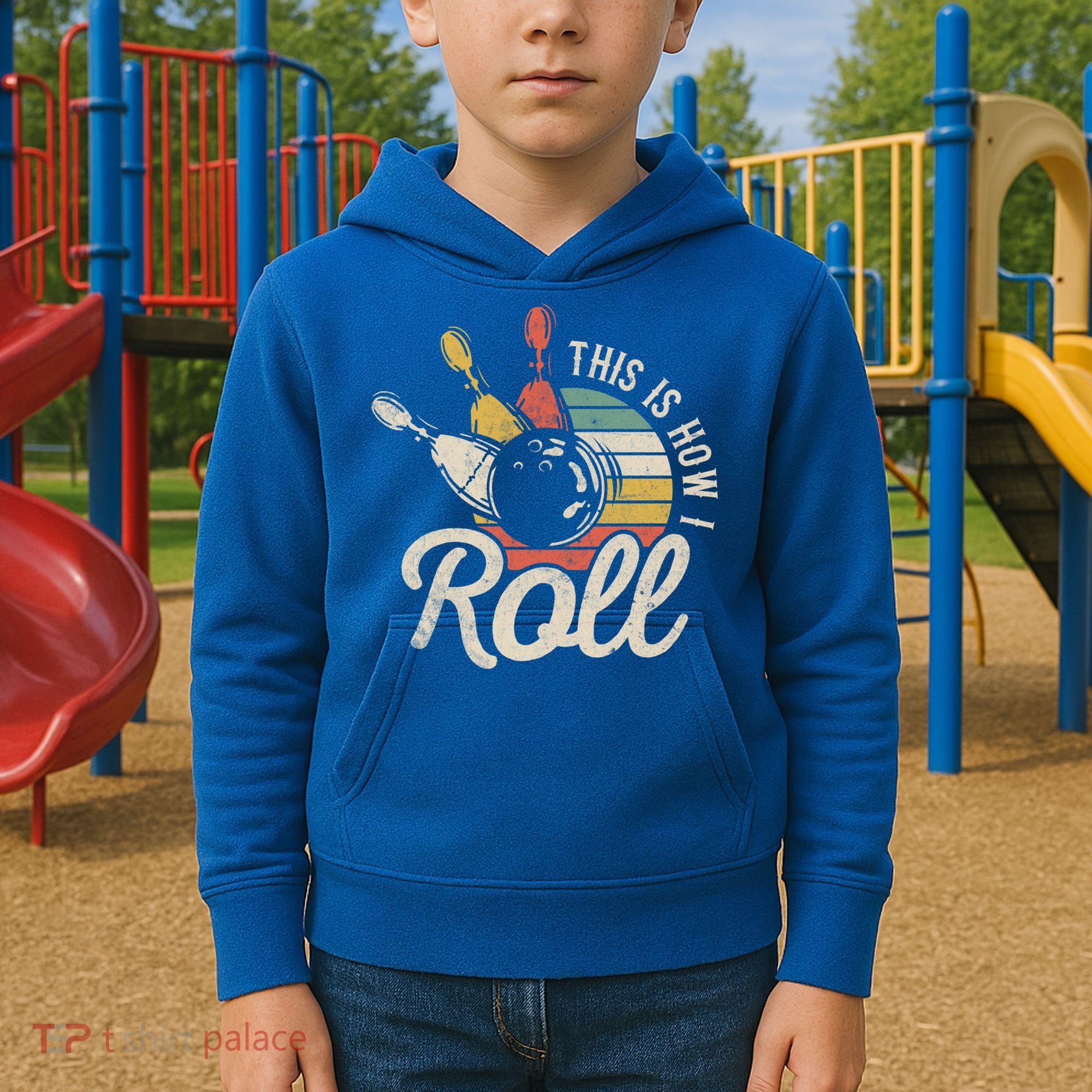 This Is How I Roll Retro Bowling Bowler Funny Gift Great Gift Kids Hoodie