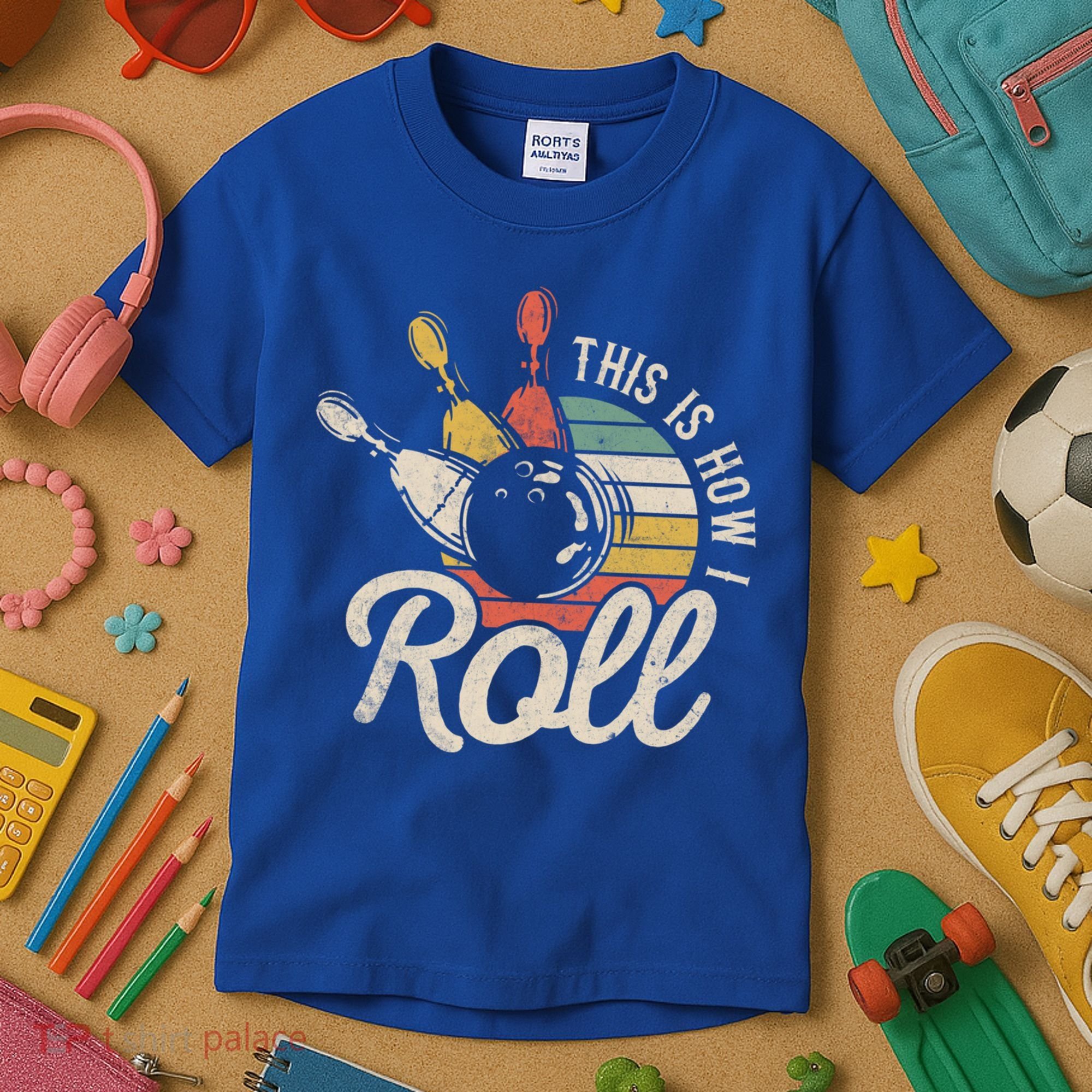 This Is How I Roll Retro Bowling Bowler Funny Gift Great Gift Kids T-Shirt
