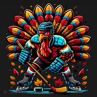 Thanksgiving Ice Hockey Turkey Playing Hockey Thankful T-Shirt thumb 7