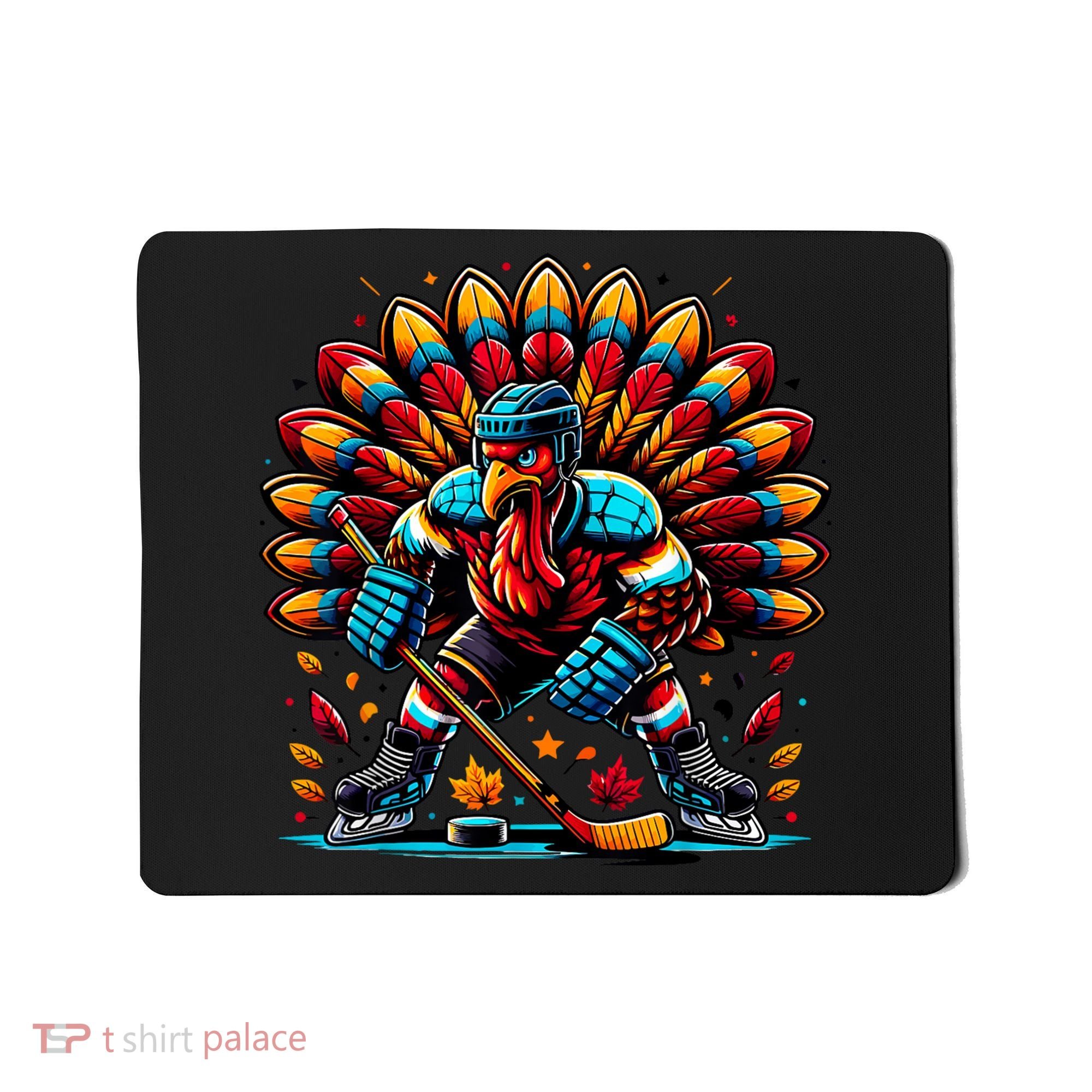 Thanksgiving Ice Hockey Turkey Playing Hockey Thankful Mousepad