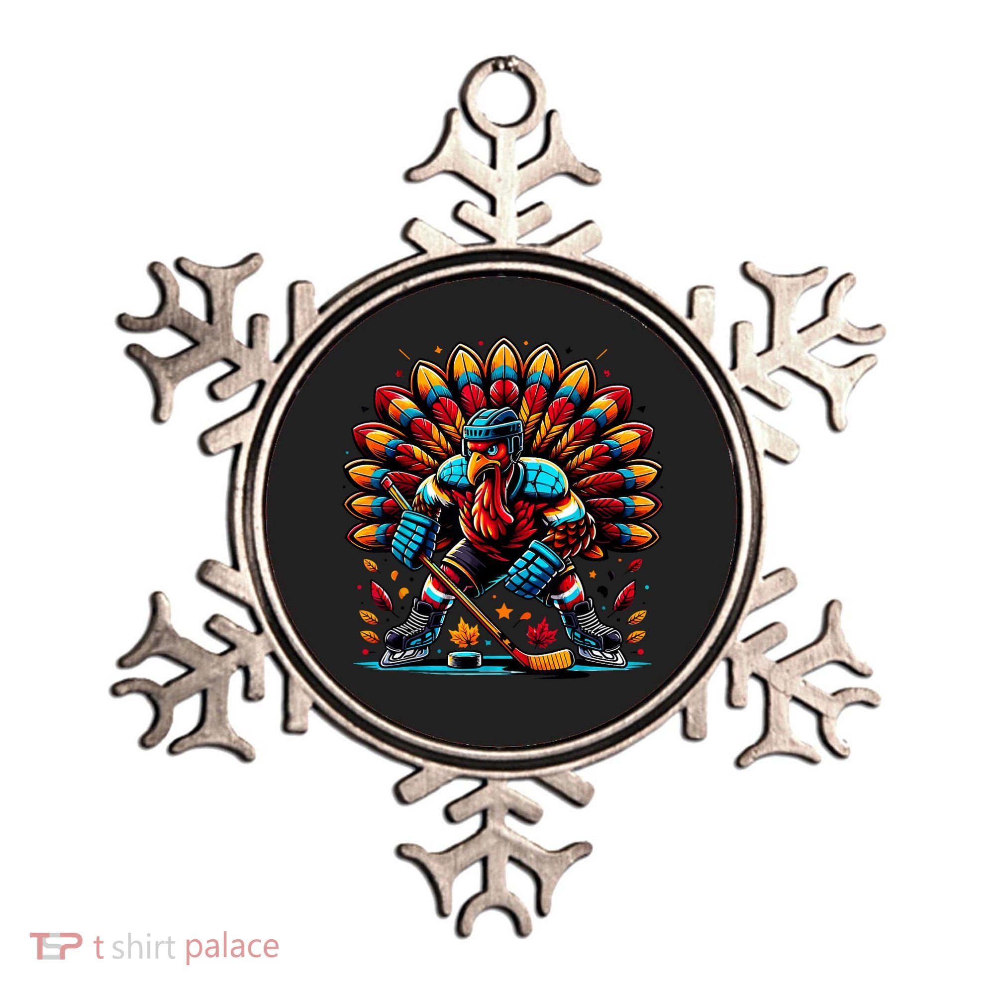 Thanksgiving Ice Hockey Turkey Playing Hockey Thankful Ornament