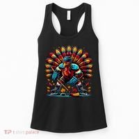 Thanksgiving Ice Hockey Turkey Playing Hockey Thankful Women's Tank Top thumb 0