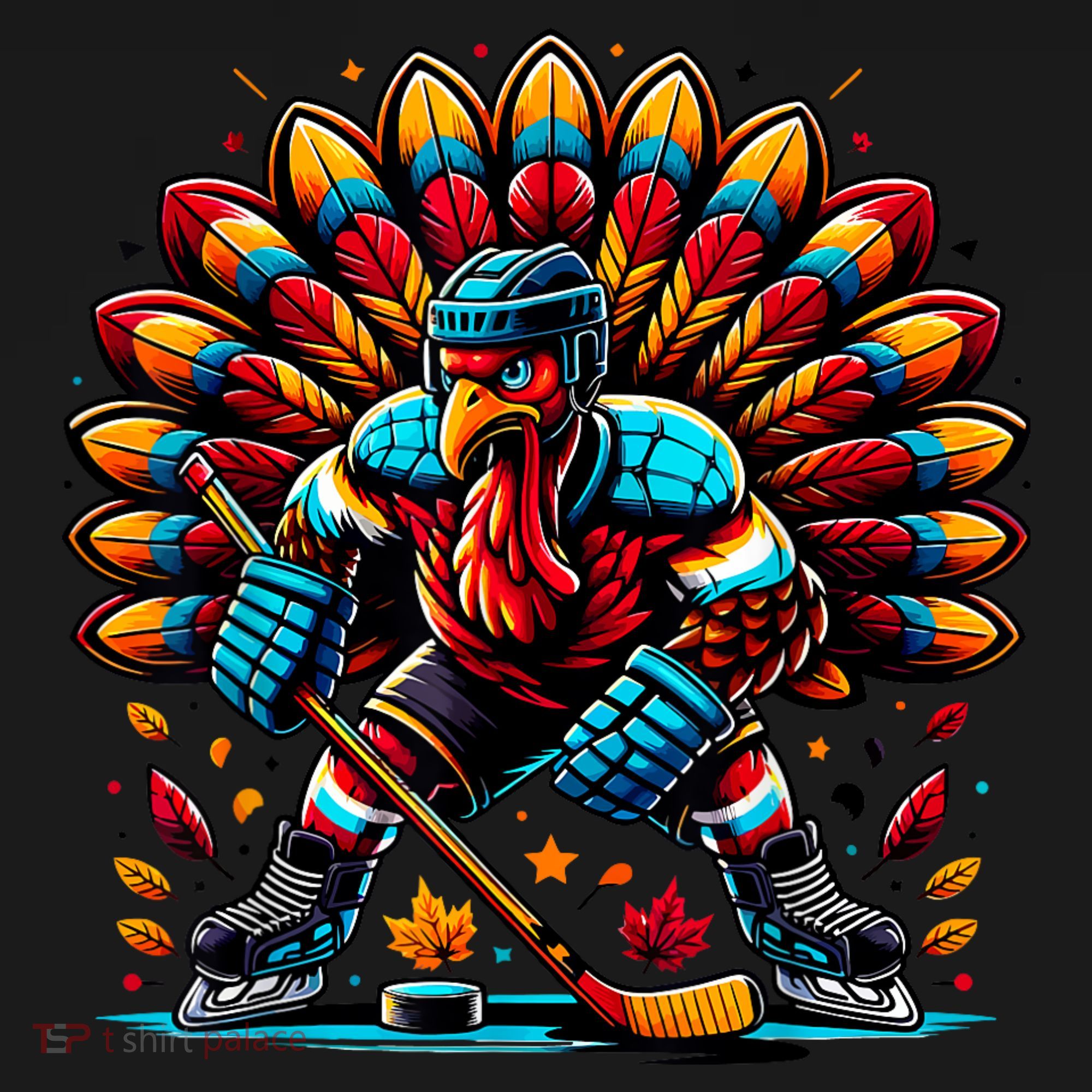 Thanksgiving Ice Hockey Turkey Playing Hockey Thankful Women's Tank Top