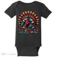 Thanksgiving Ice Hockey Turkey Playing Hockey Thankful Baby Bodysuit thumb 0