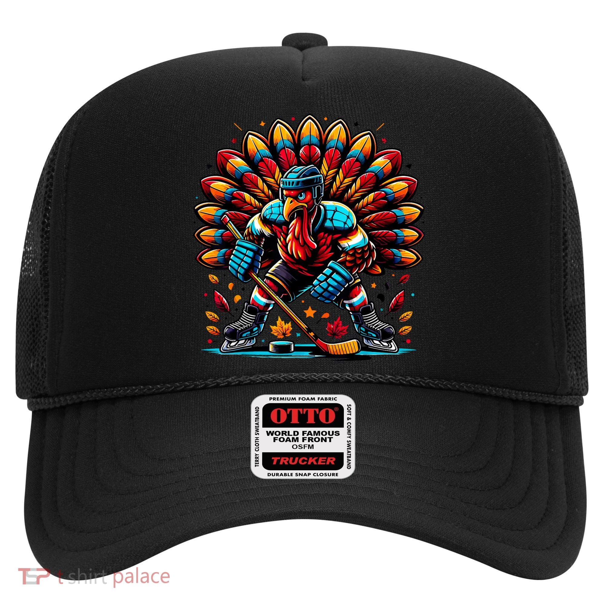 Thanksgiving Ice Hockey Turkey Playing Hockey Thankful Hat