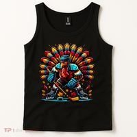 Thanksgiving Ice Hockey Turkey Playing Hockey Thankful Tank Top thumb 2