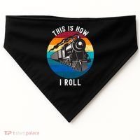 This Is How I Roll Train Funny Locomotive & Railroad Lover USA-Made Doggie Bandana thumb 0