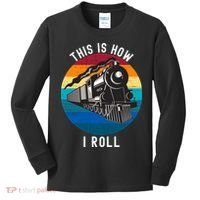 This Is How I Roll Train Funny Locomotive & Railroad Lover Kids Long Sleeve Shirt thumb 0