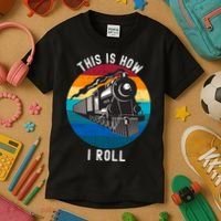 This Is How I Roll Train Funny Locomotive & Railroad Lover Kids T-Shirt thumb 3