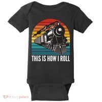This Is How I Roll Train, Funny Locomotive & Railroad Lover Baby Bodysuit thumb 0