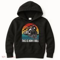 This Is How I Roll Train, Funny Locomotive & Railroad Lover Kids Hoodie thumb 0