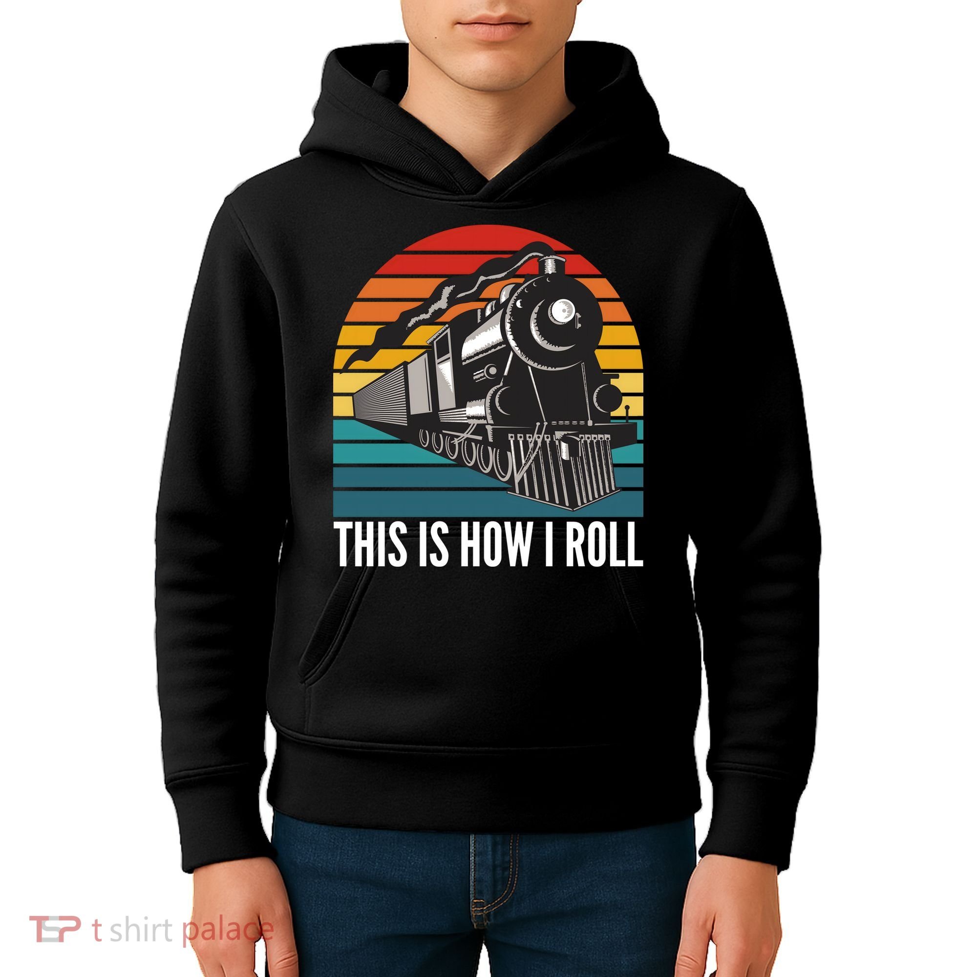 This Is How I Roll Train, Funny Locomotive & Railroad Lover Kids Hoodie
