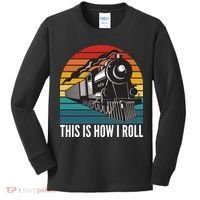 This Is How I Roll Train, Funny Locomotive & Railroad Lover Kids Long Sleeve Shirt thumb 0