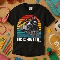 This Is How I Roll Train, Funny Locomotive & Railroad Lover Kids T-Shirt thumb 3