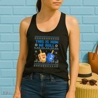 This Is How I Roll Dreidel Chanukah Ugly Hanukkah Sweater  Women's Tank Top thumb 2