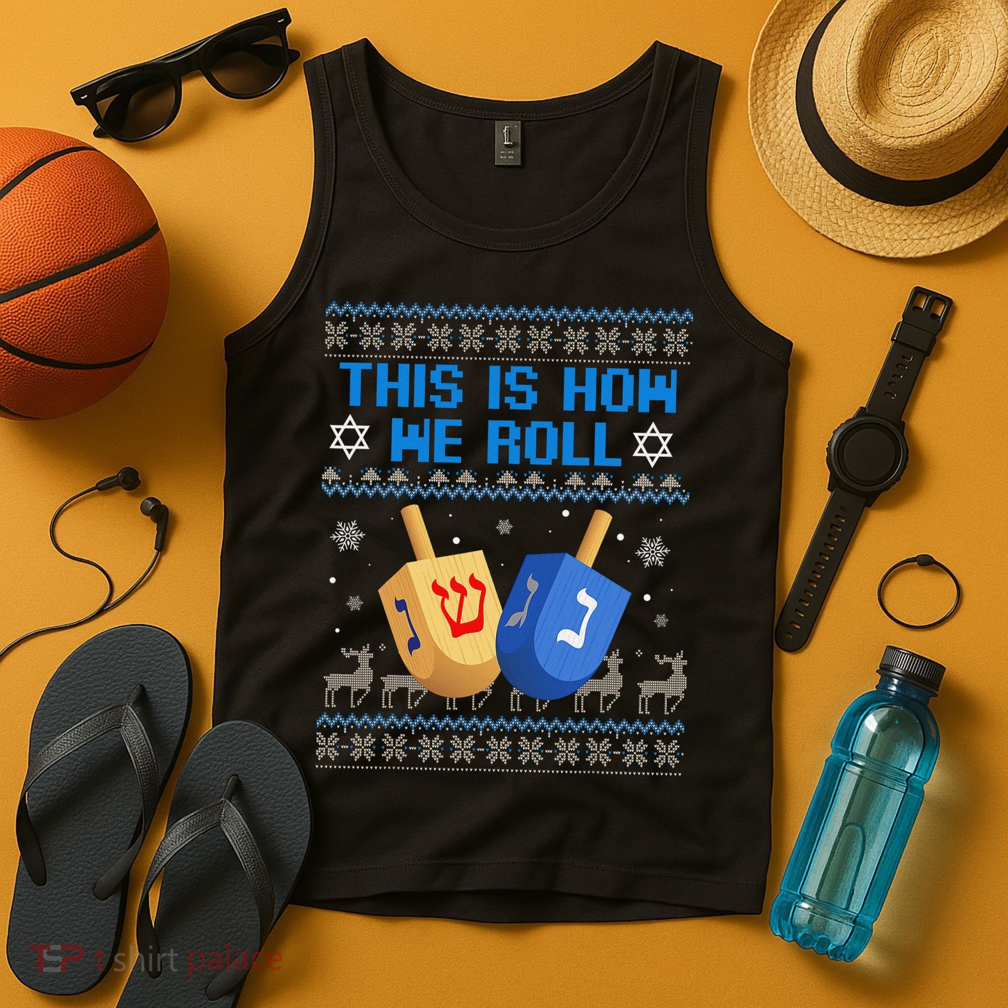 This Is How I Roll Dreidel Chanukah Ugly Hanukkah Sweater  Tank Top