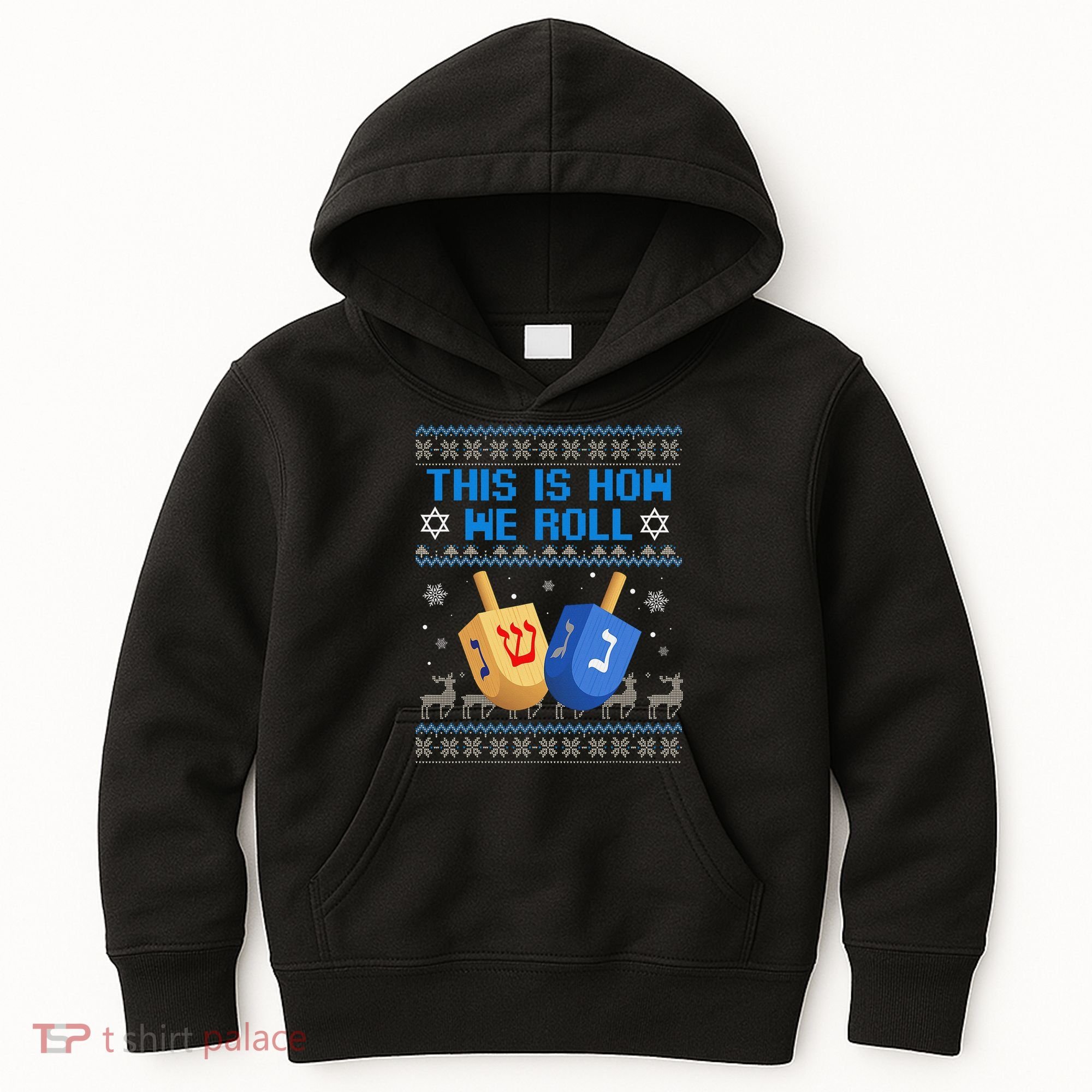 This Is How I Roll Dreidel Chanukah Ugly Hanukkah Sweater  Kids Hoodie