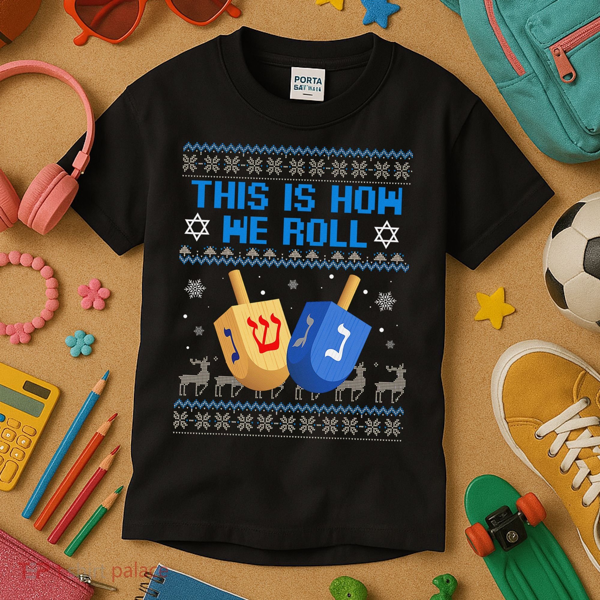 This Is How I Roll Dreidel Chanukah Ugly Hanukkah Sweater  Kids T-Shirt