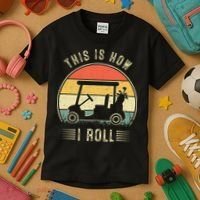 This Is How I Roll Golf Cart Funny Golfers Kids T-Shirt thumb 3