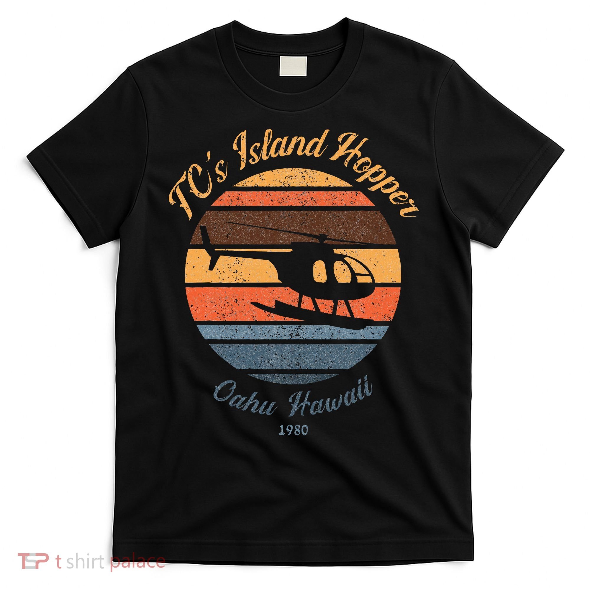 TcS Island Hoppers Helicopter Vintage Sunset 80S Worn T-Shirt