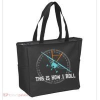 This Is How We Roll Pilot Shirts Funny Airplane Aircraft Tees Tote Bag thumb 2