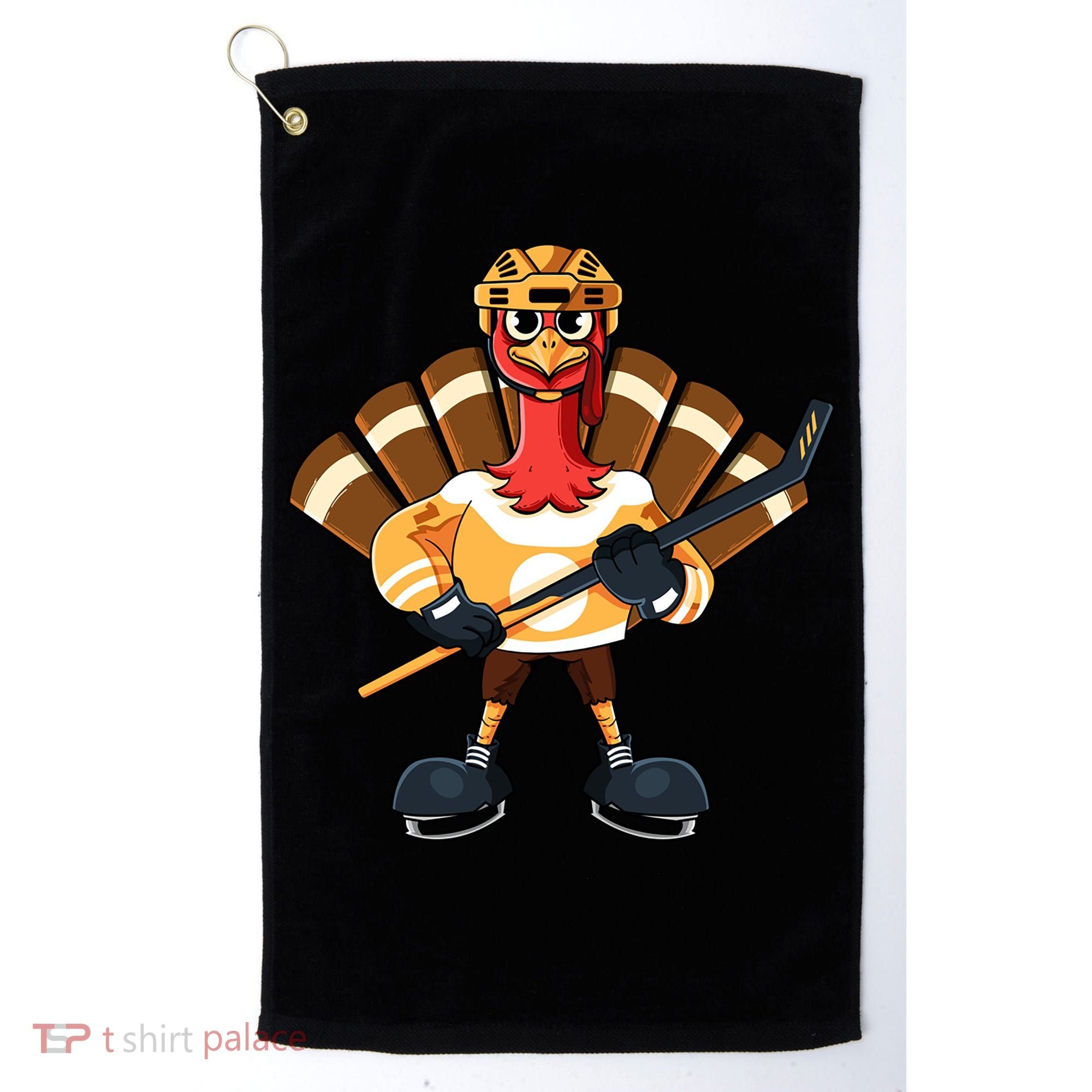 Thanksgiving Ice Hockey Gobble Player Turkey Skater Gift Great Gift Golf Towel