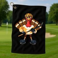 Thanksgiving Ice Hockey Gobble Player Turkey Skater Gift Great Gift Golf Towel thumb 1