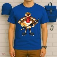 Thanksgiving Ice Hockey Gobble Player Turkey Skater Gift Great Gift T-Shirt thumb 6