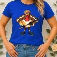 Thanksgiving Ice Hockey Gobble Player Turkey Skater Gift Great Gift Women's T-Shirt thumb 2
